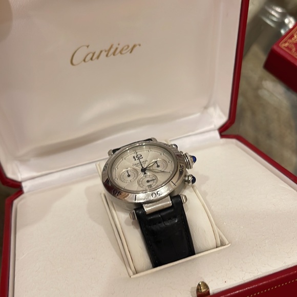 Cartier Pasha Automatic Chronograph 38 MM watch, leather band - Picture 13 of 13